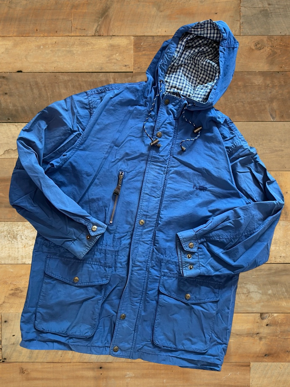 Vintage Northern Reflections Anorak Jacket Blue Plaid Lined Made In Korea Size M